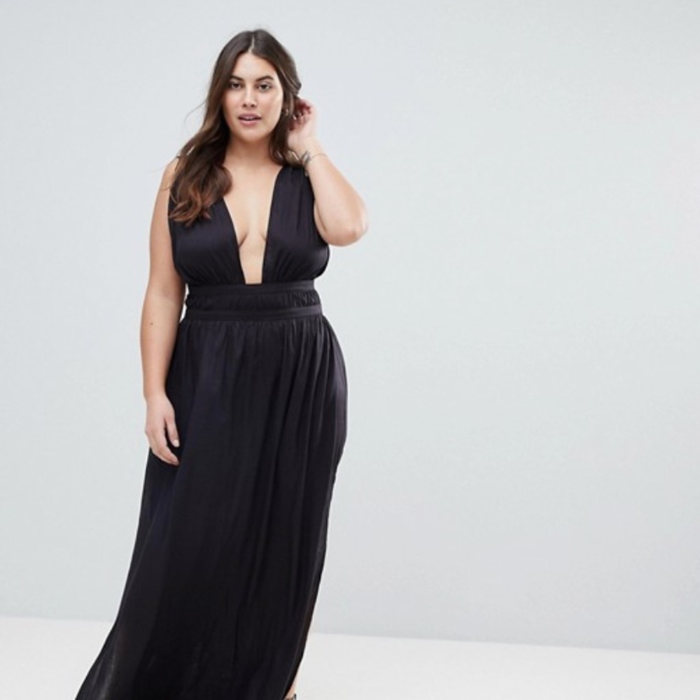 NWT ASOS Curve Grecian Plunge Maxi Beach Dress